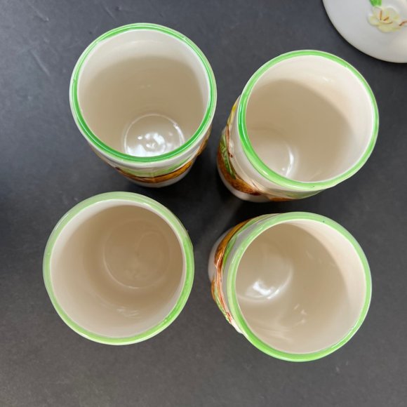 Vtg Napco Napcoware Good Morning Orange Juice Set Pitcher 6 Tumblers 50s Kitsch - Picture 8 of 14